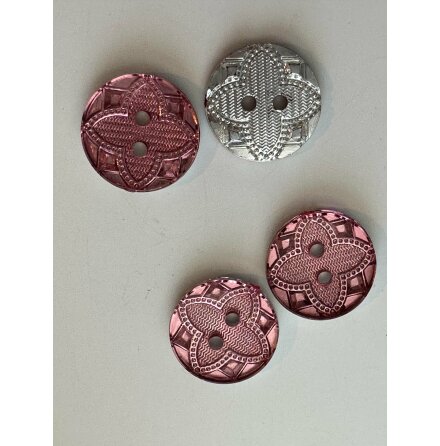 Rosa knapp med mnster, 15 mm